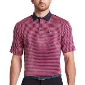 Callaway Purple and Navy Polo Shirt Sporty Striped Design
